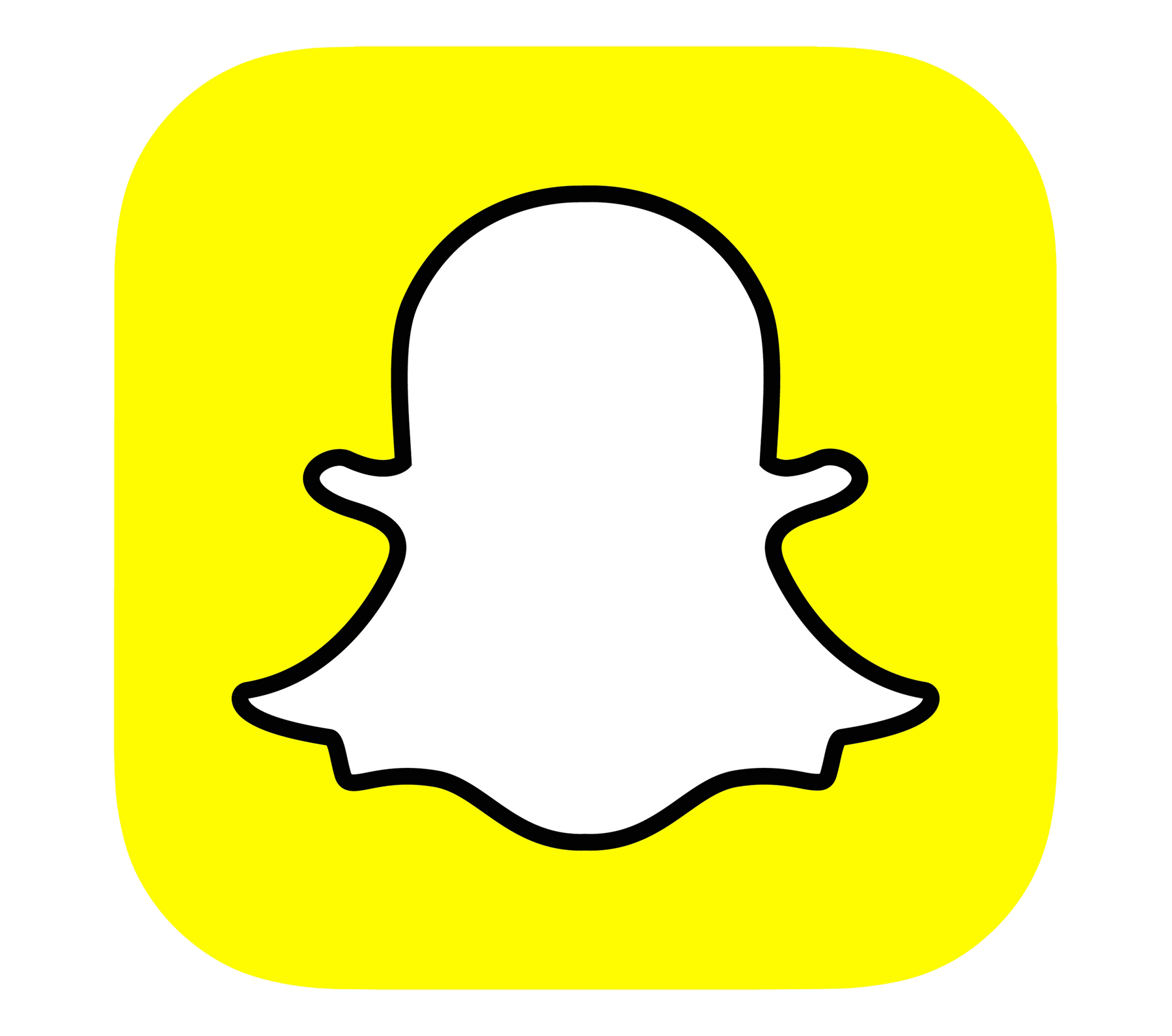 Yellow app icon with a white ghost silhouette outlined in black, representing Snapchat.