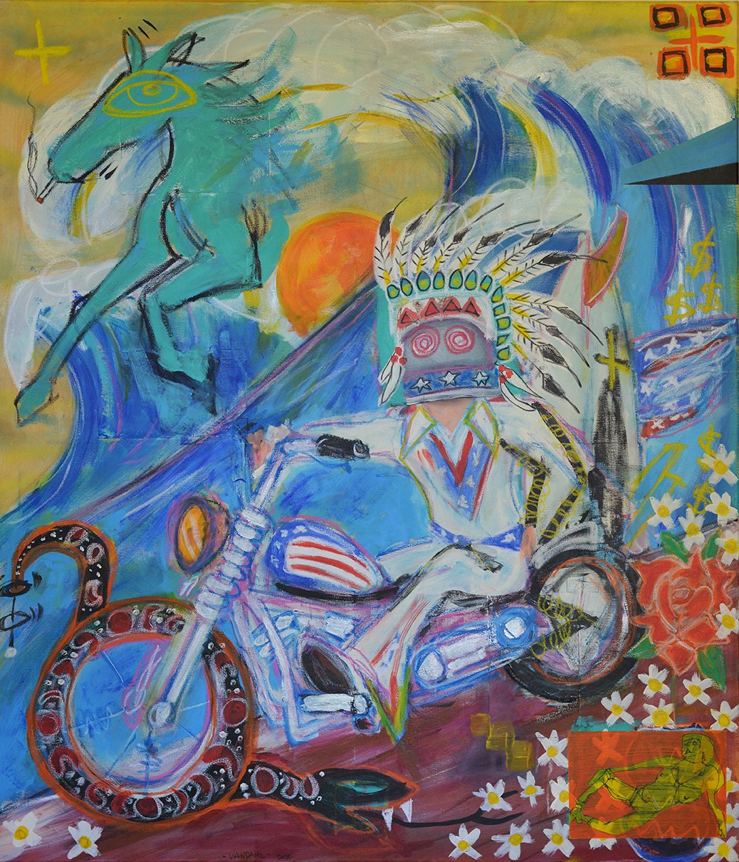 "Buffalo King and the Thunder Ponies" - 2025 - Acrylic Paint on canvas - 120cm x 100cm