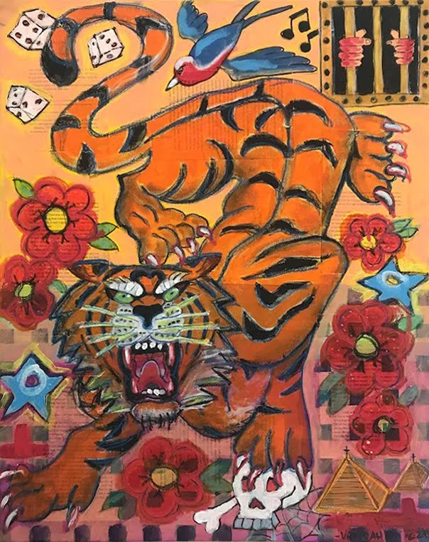 SOLD: 'TIGER DICE' 75 x 60cm (2024)