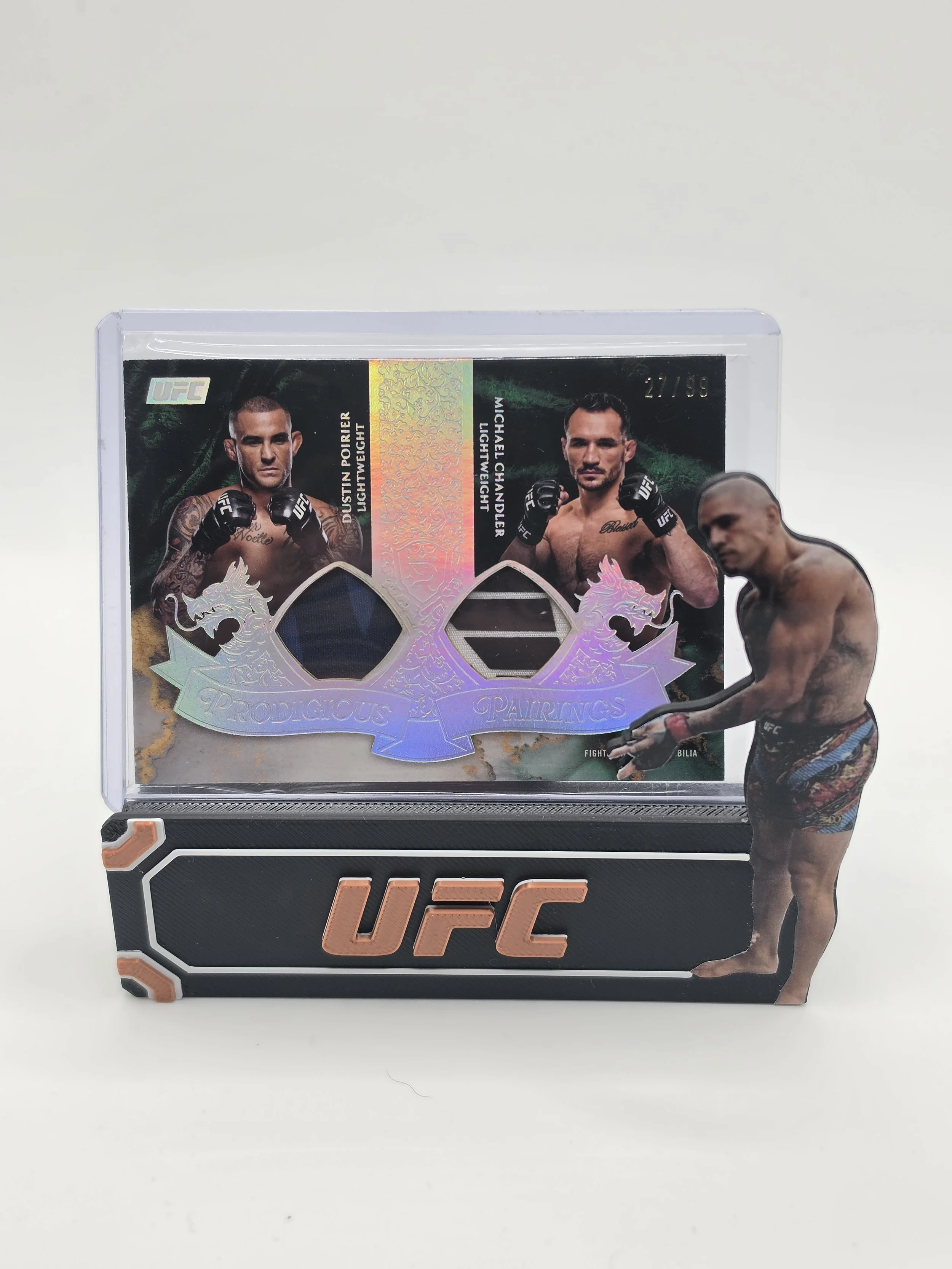 Dustin Poirier and Michael Chandler 2025 UFC Topps Prodigious Pairings Double Patch 27/99