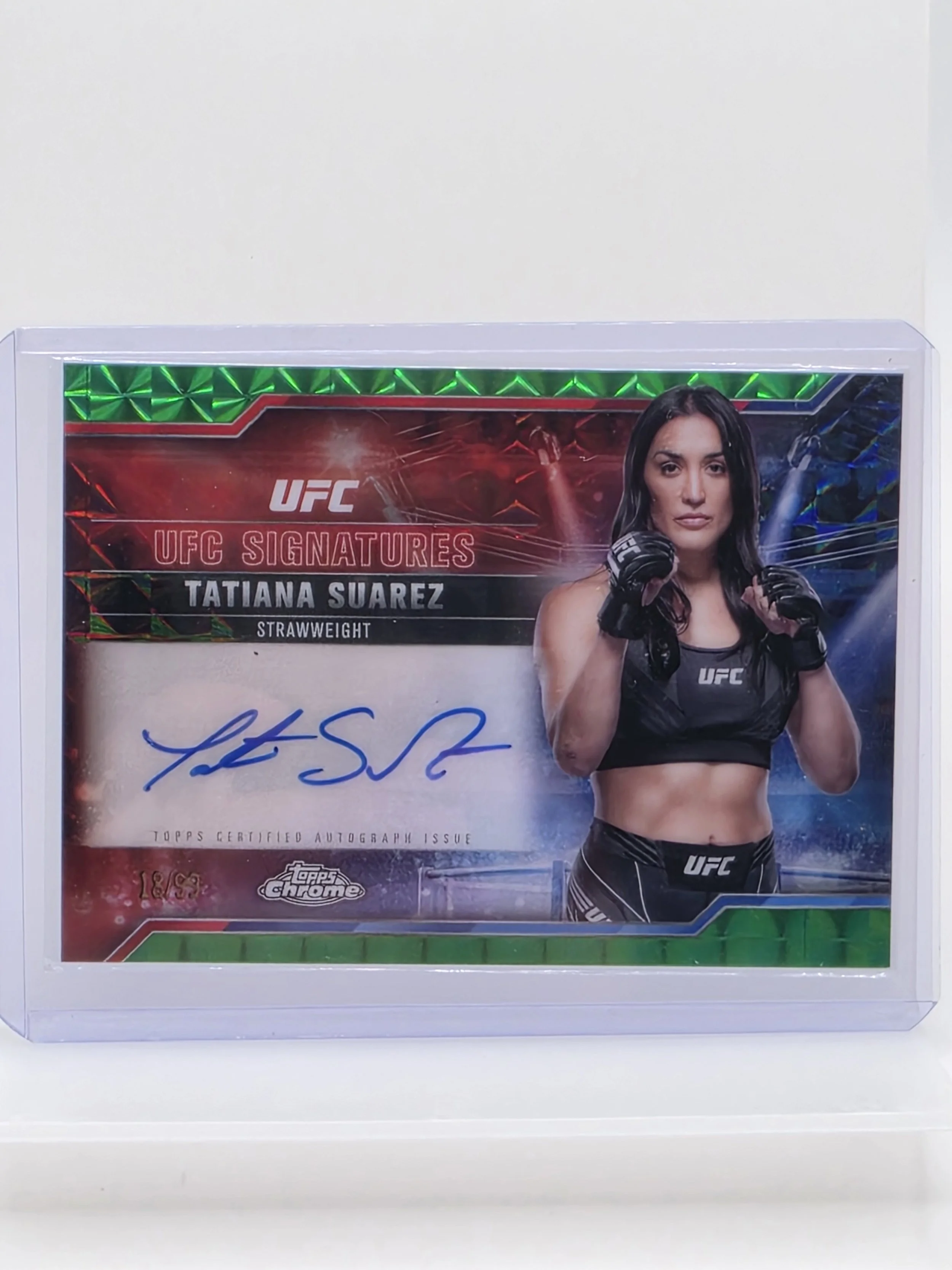 Tatiana Suarez 2025 Topps UFC Signature Green Geometric Auto 18/99