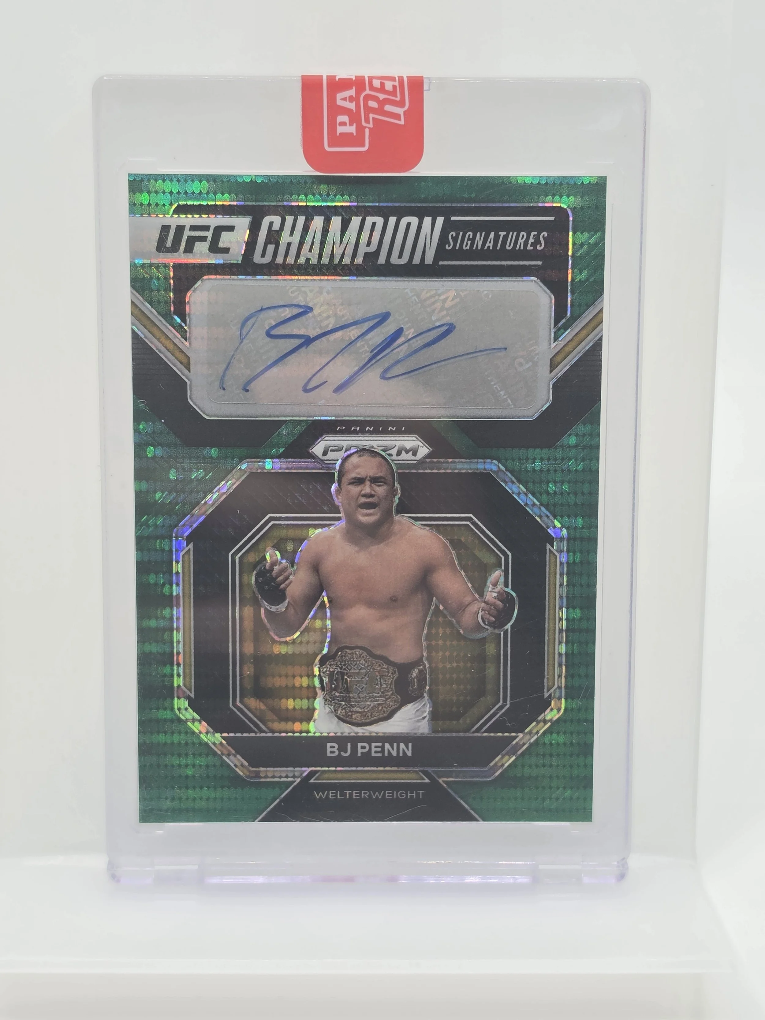 BJ Penn 2023 Panini Champion Signatures Green Pulsar Auto 11/25