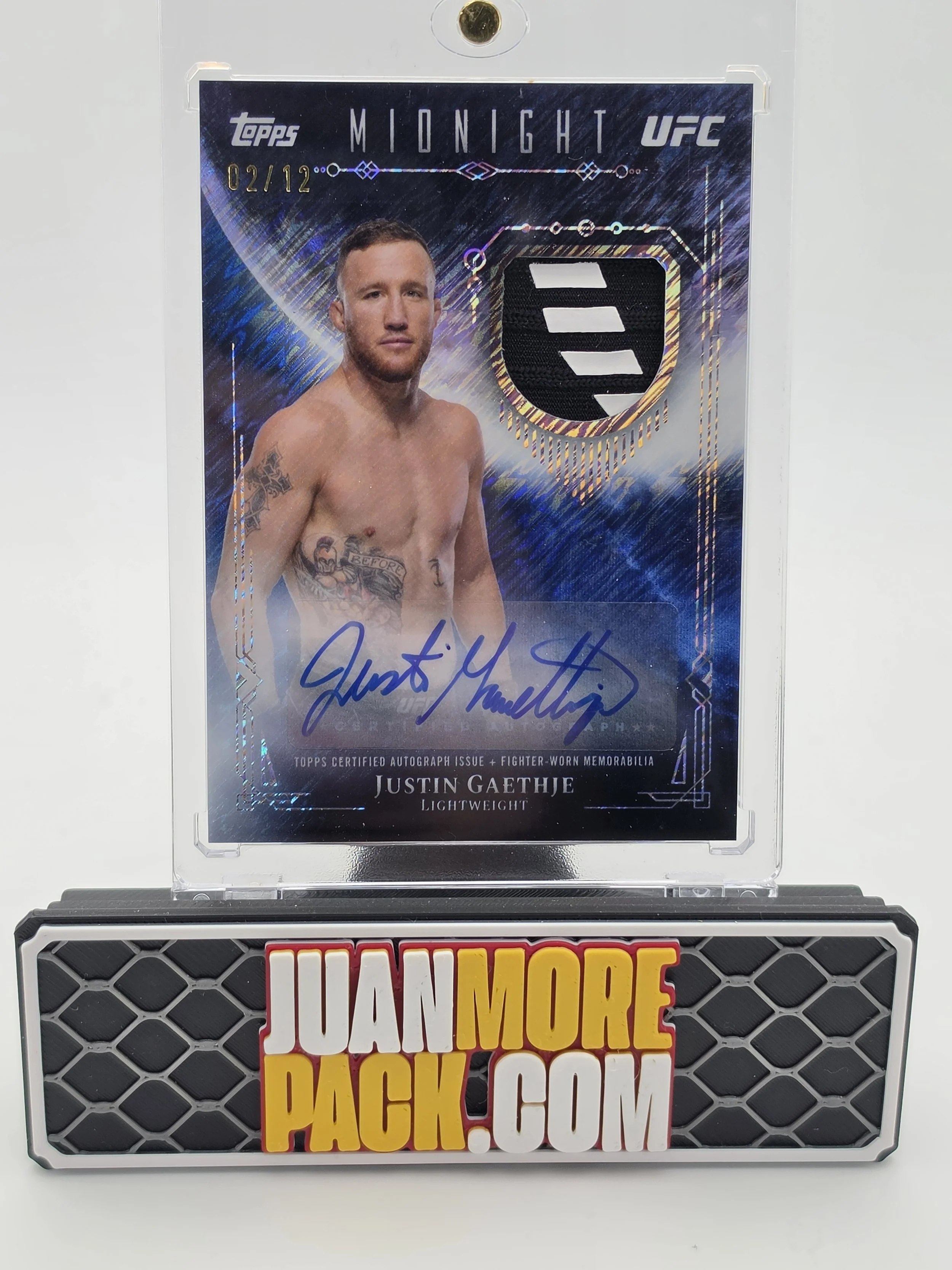 Justin Gaethje 2026 Topps Midnight Patch Auto 02/12