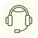 Icon of a headset with a microphone in the center of a circle