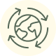 Circular arrow design with a globe at the center indicating recycling or sustainability