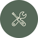 Icon of a wrench and screwdriver crossed over each other.