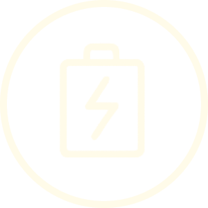 Battery charging icon with lightning bolt inside a circle