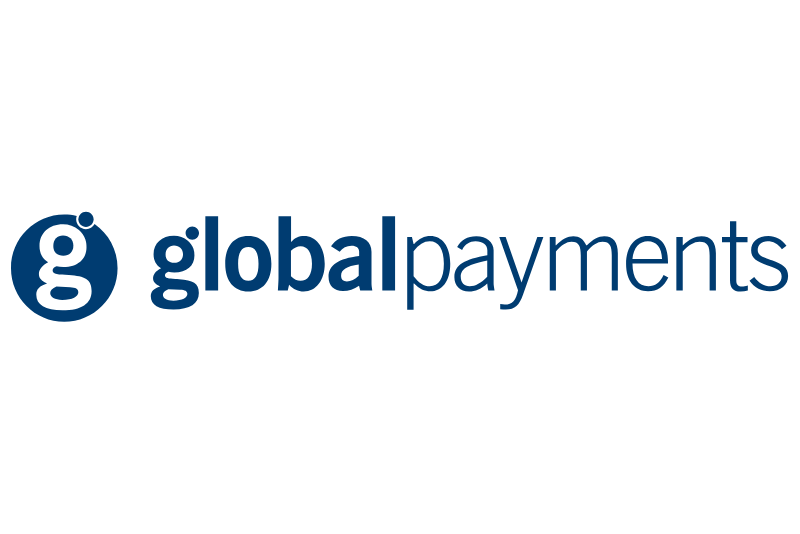 Global Payments logo with a lowercase 'g' in a speech bubble icon followed by the words 'global payments' in blue font.