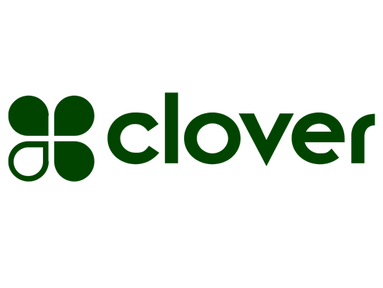 Clover logo with green four-leaf clover icon and the word 'clover' in lowercase green letters.