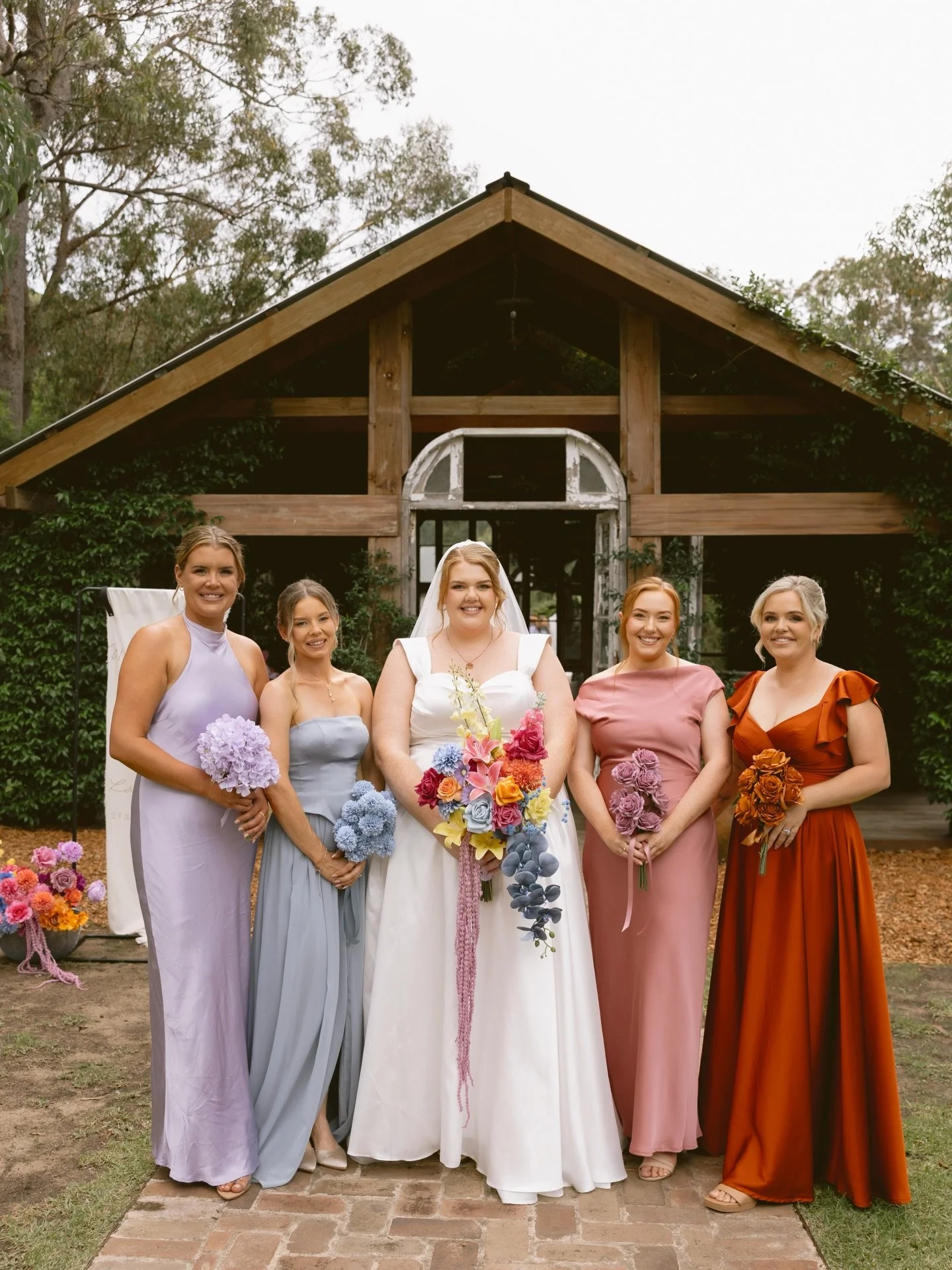 Artificial, real-touch florals matched to perfection for each of the beautiful bridesmaids ✨
Every bouquet thoughtfully curated to complement their tones, their dresses, and the overall vision.
Finished with a bouquet of colourful dreams for the stun