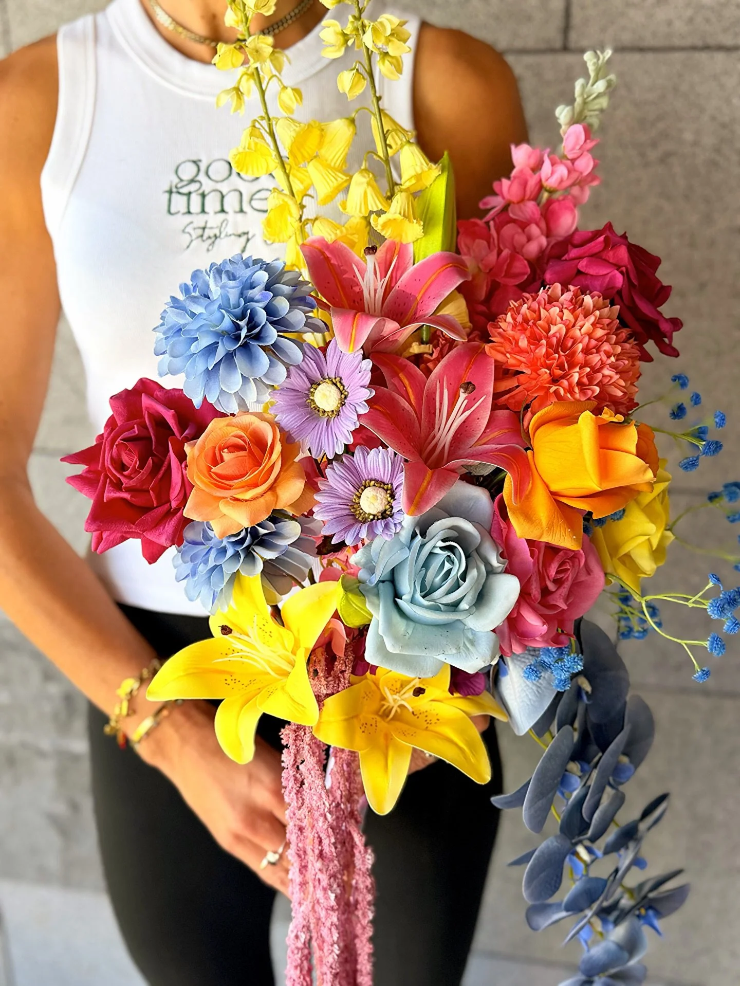 Colour lovers, this one&rsquo;s for you 🌈

The most vibrant bridal bouquet, bursting with personality and built around the Bride&rsquo;s favourite flower, Lillies 💛
Bold, playful, and completely striking&hellip; just how a bridal moment should feel