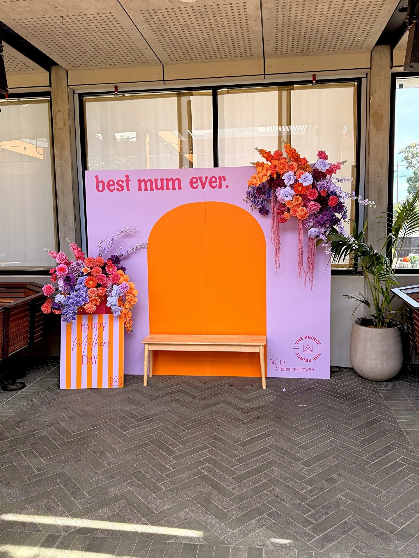 Mother&rsquo;s Day at The Prince, Kirrawee 💜🧡
We worked with a purple + orange brief and brought the rest to life from there ✨

Every detail built from scratch ! a full vision turned into something I&rsquo;m so proud to see on display for almost tw