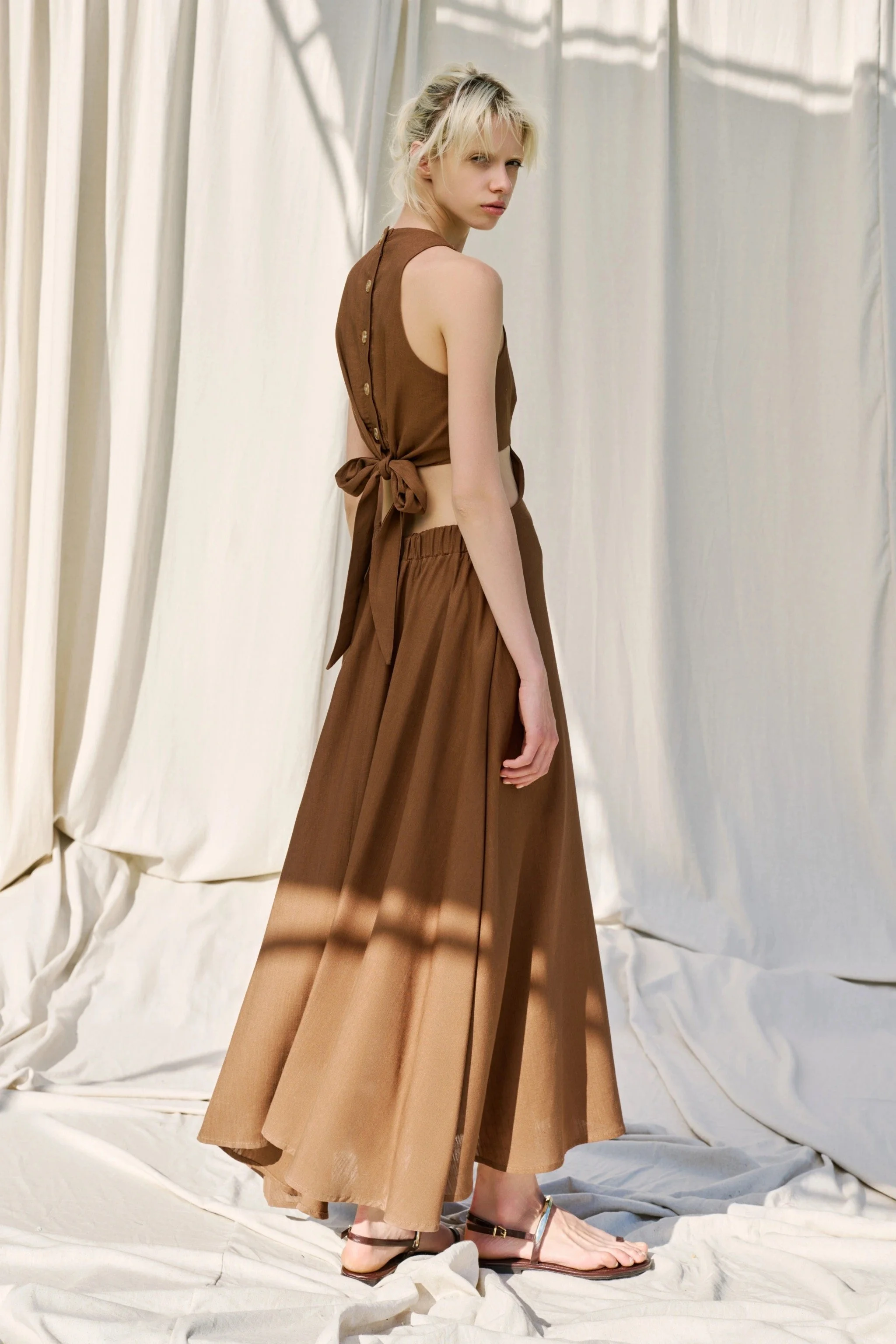 Cut-Out Dress - Brown