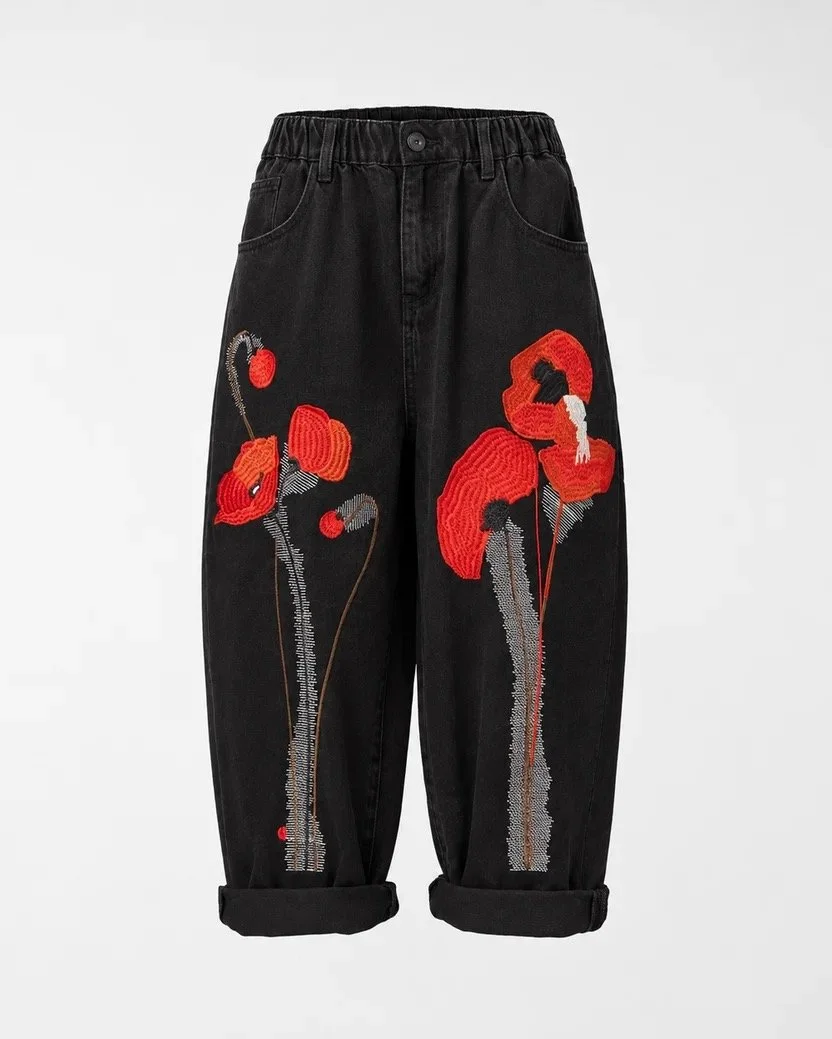 Red Flower Jeans