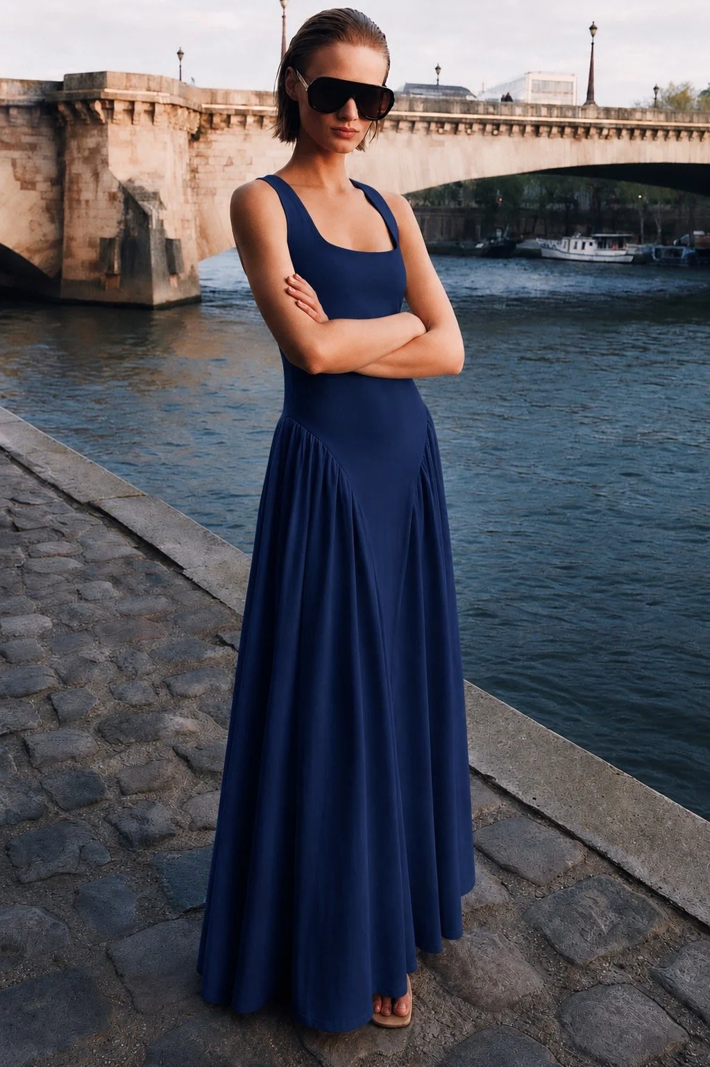 Cotton Dress - Navy