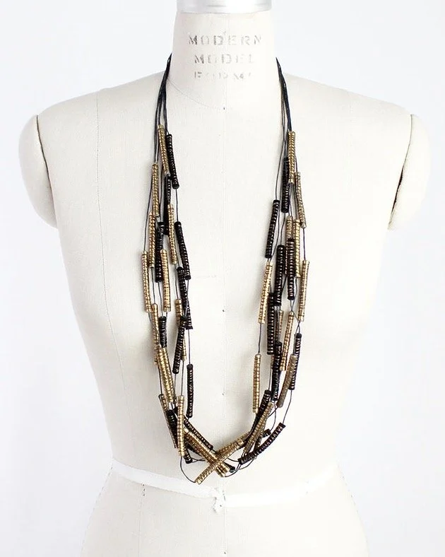 Gold - Black Matches Necklace