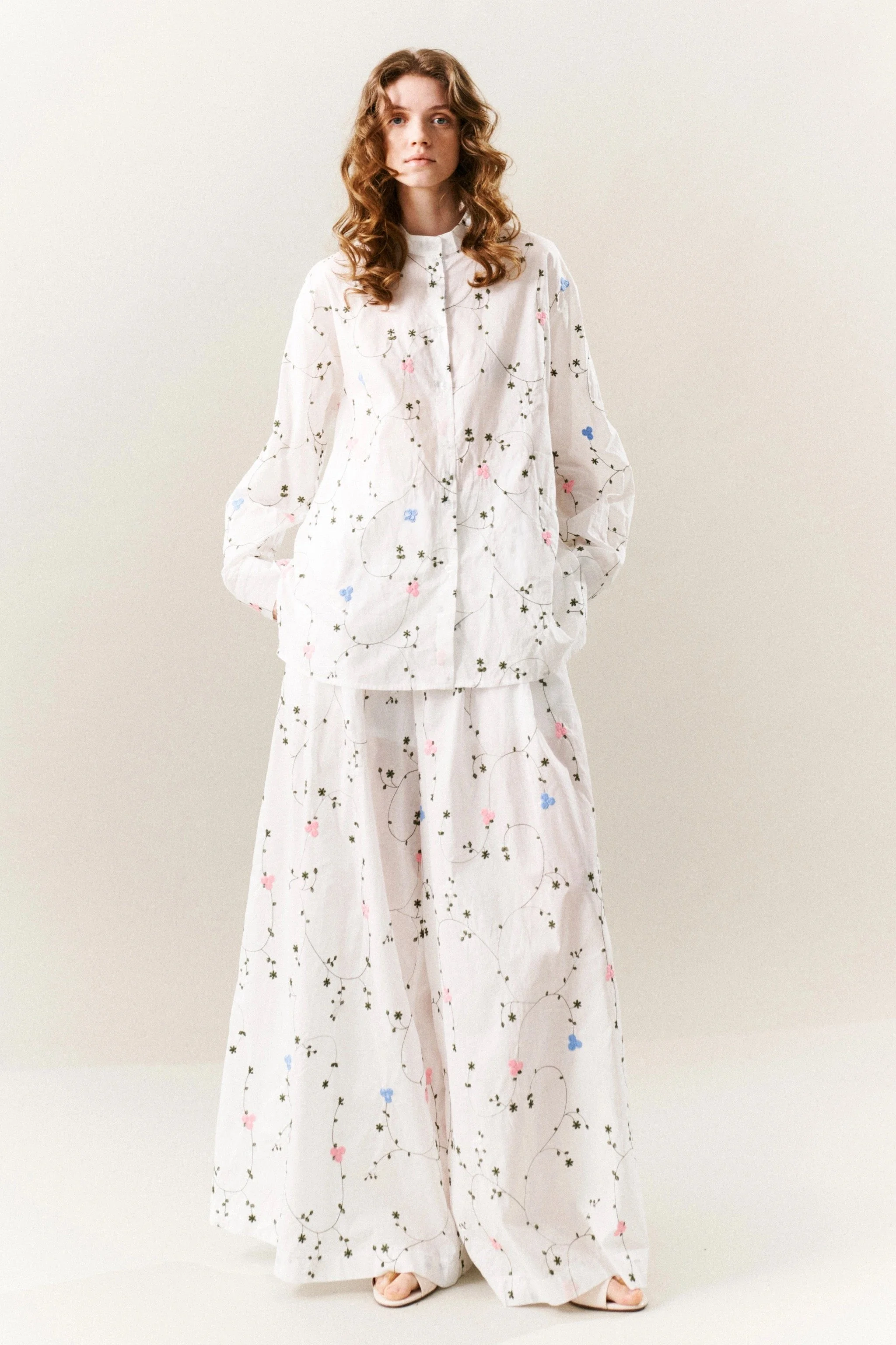 Wide Embroidered Trousers