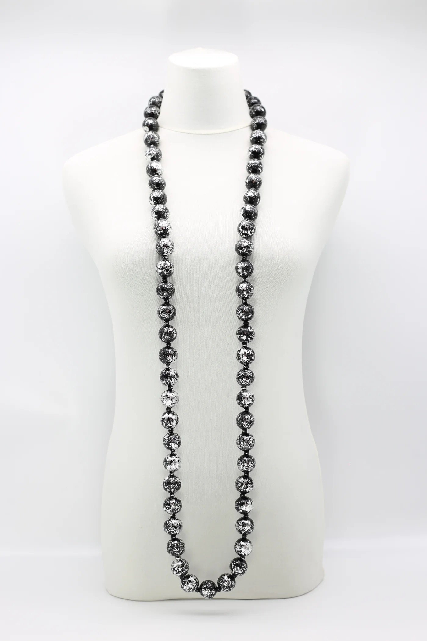 Hand Gilded Beads Necklace - Silver