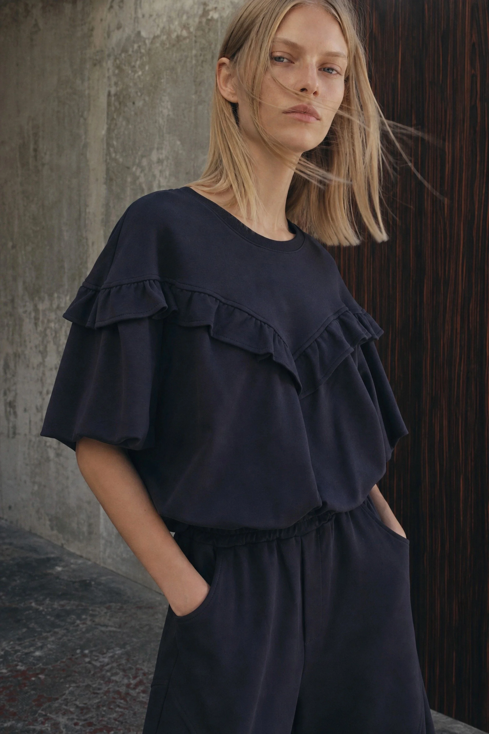 Ruffled Sweatshirt