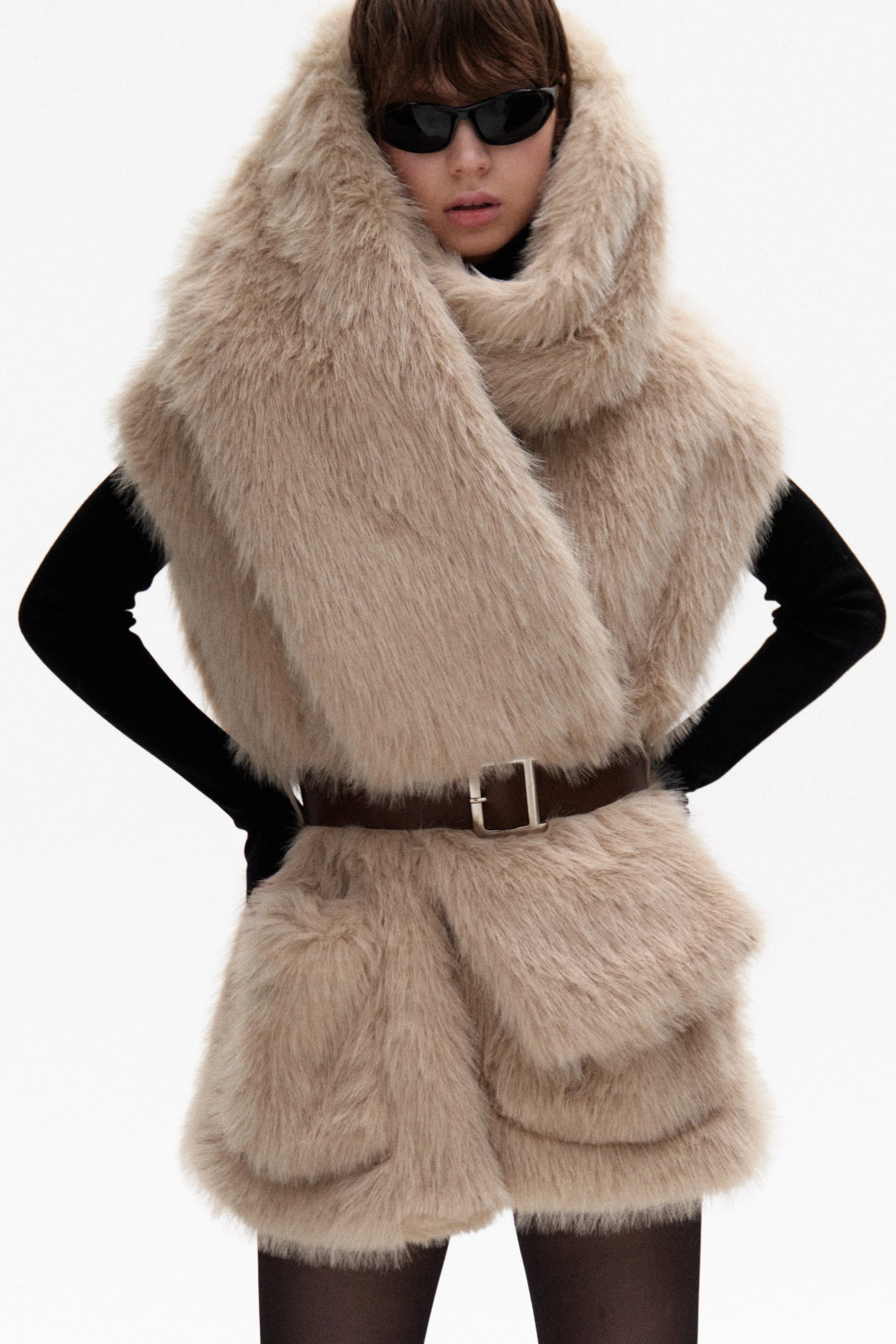 Fur Scarf - Beige