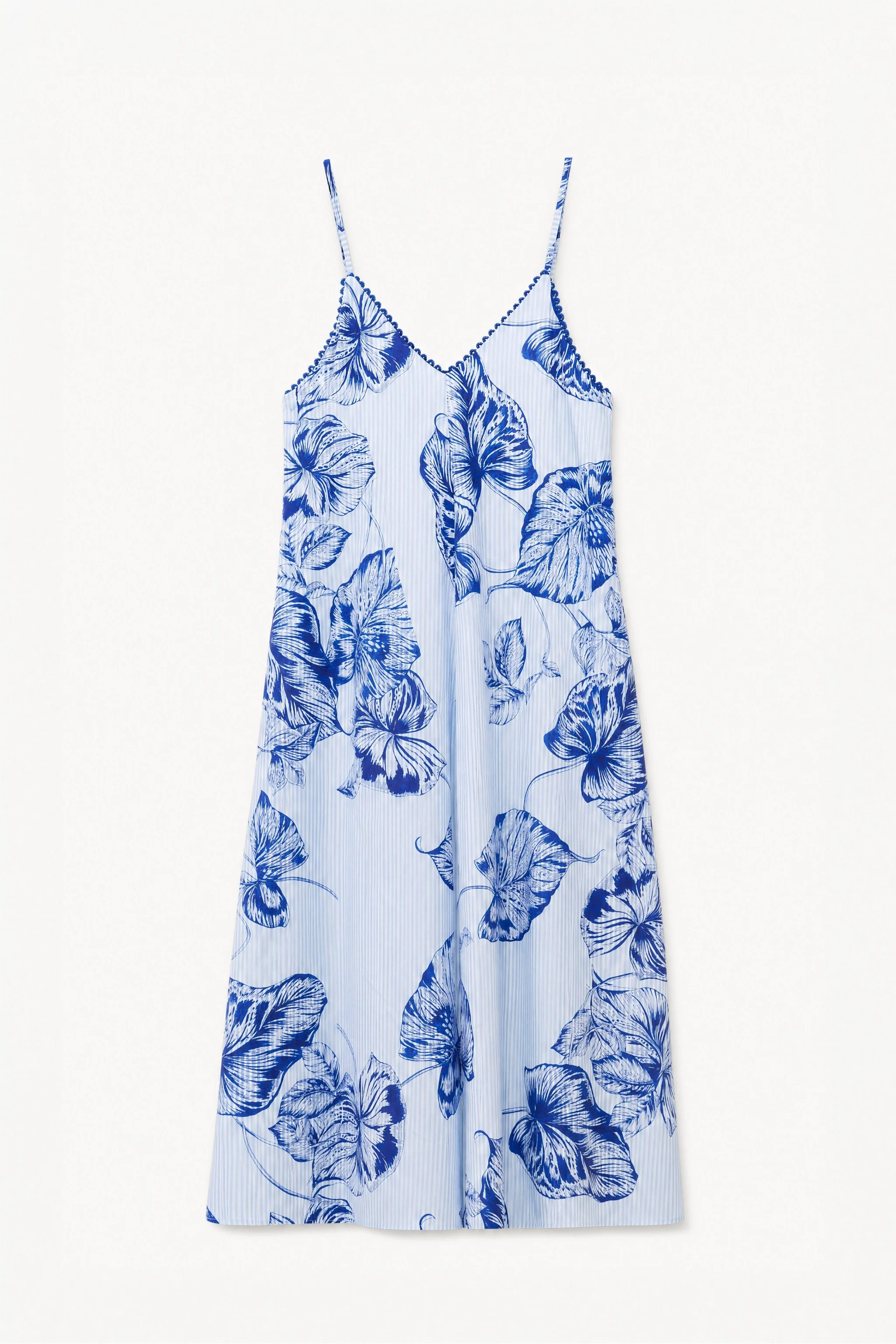 Tropical Leaves Dress - Blue