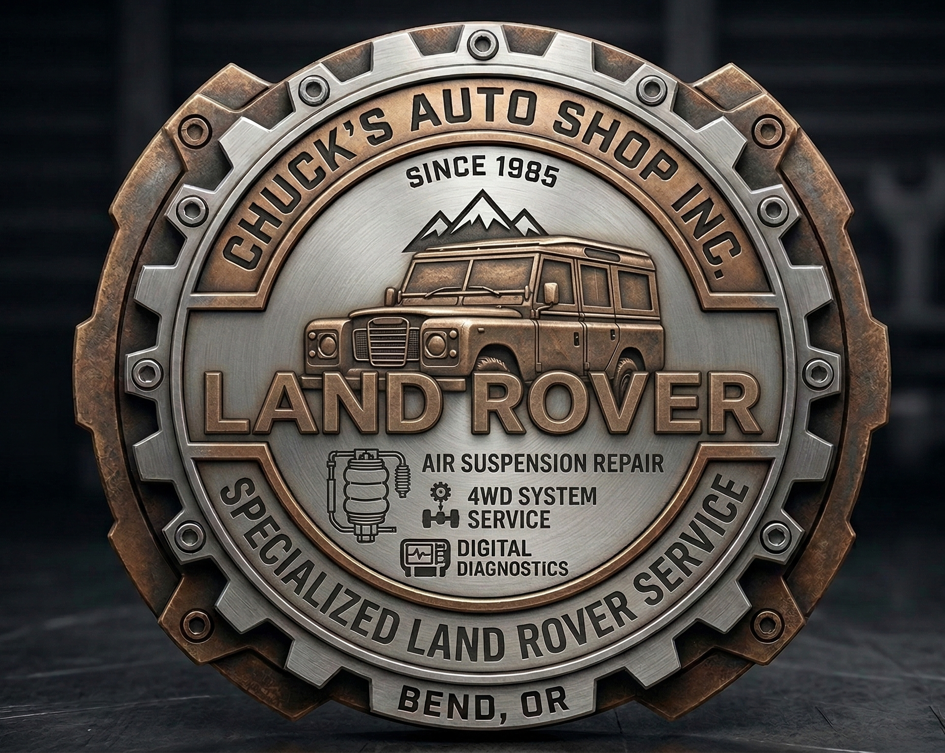 Chucks Auto Shop Inc. Proprietary and Official Land Rover Badge