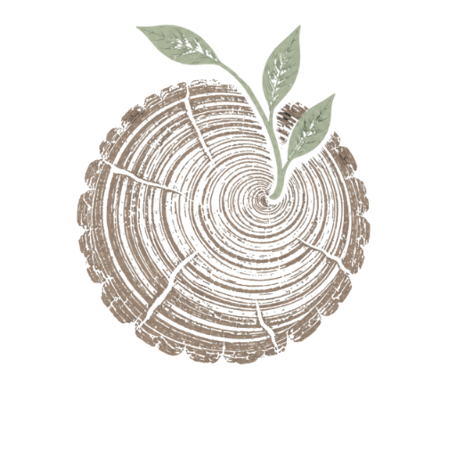 Hardy Roots Psychotherapy logo featuring tree rings and sprouting leaves.