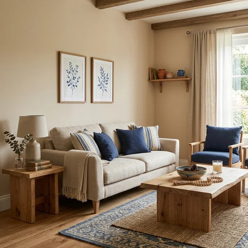 Beige and Blue Living Room Ideas