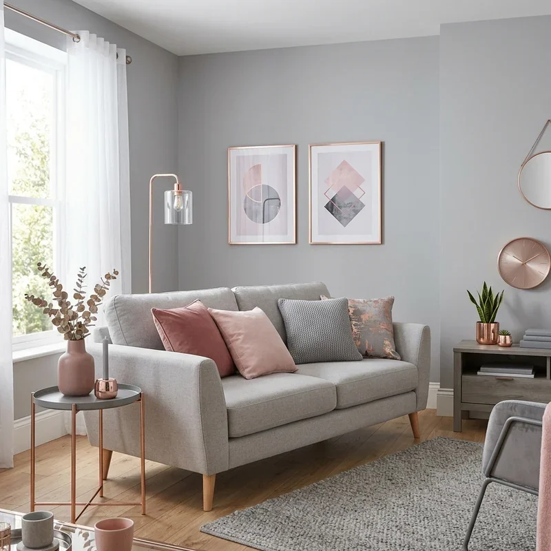 Pink and Grey Living Room Ideas