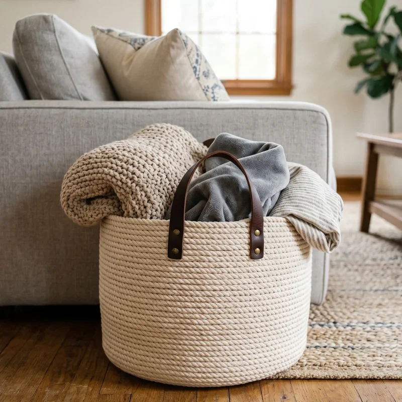 Blanket Basket for Living Room Ideas