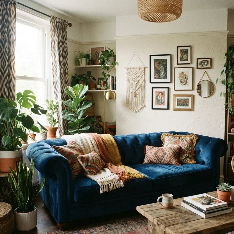 Blue Velvet Sofa Living Room Ideas