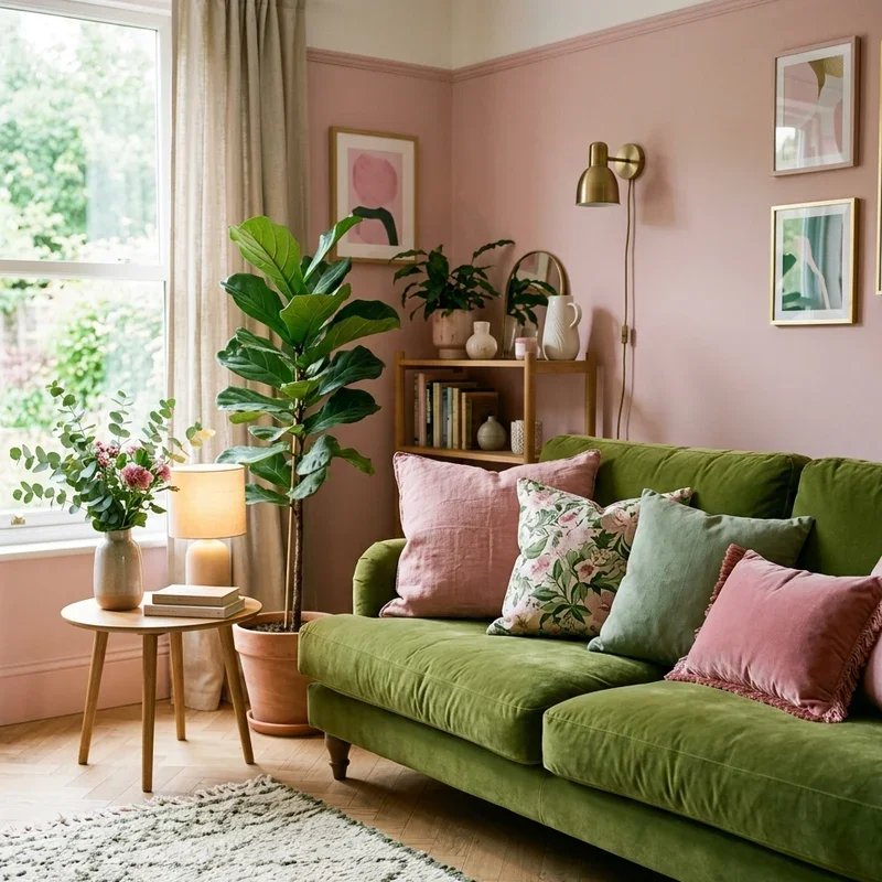Pink and Green Living Room Ideas