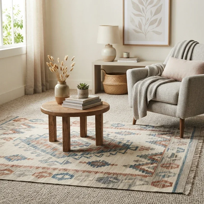 Rug on Carpet Living Room Ideas