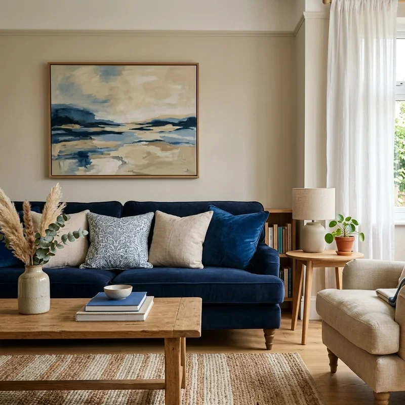 Beige and Blue Living Room Ideas
