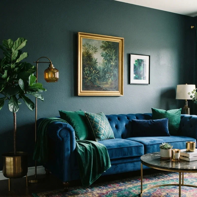 Blue Velvet Sofa Living Room Ideas