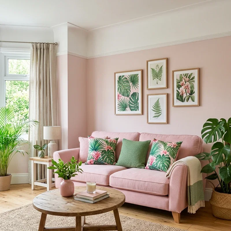 Pink and Green Living Room Ideas