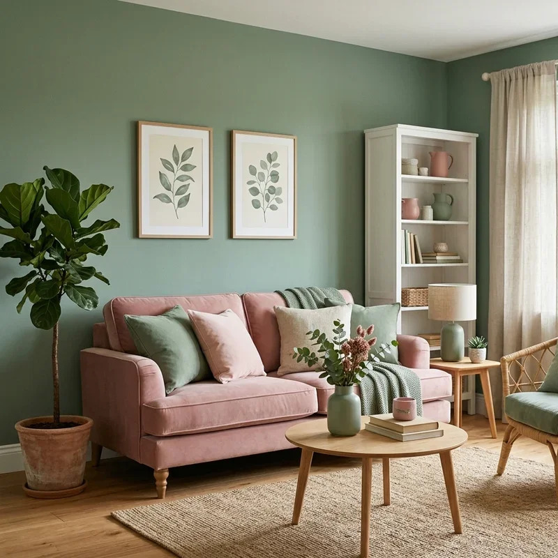 Pink and Green Living Room Ideas