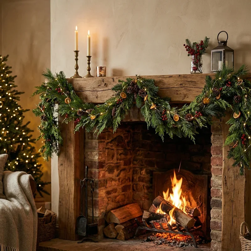 How to Hang Garland on Fireplace