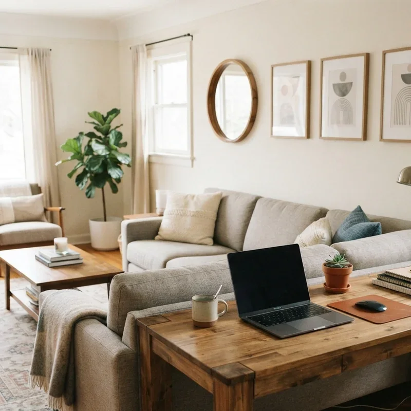Home Office in Living Room Ideas