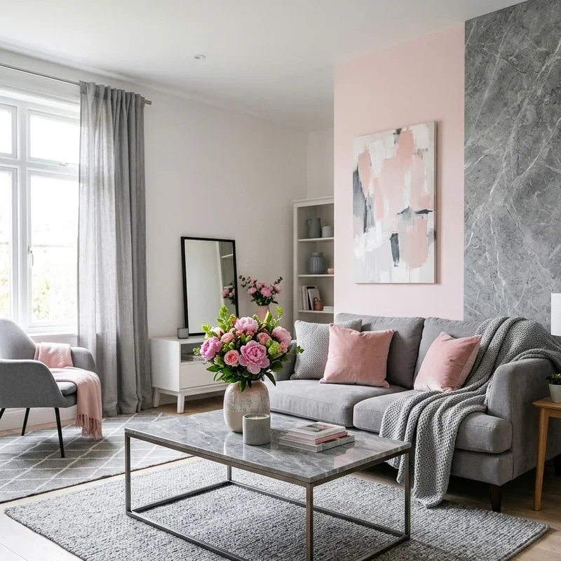 Pink and Grey Living Room Ideas