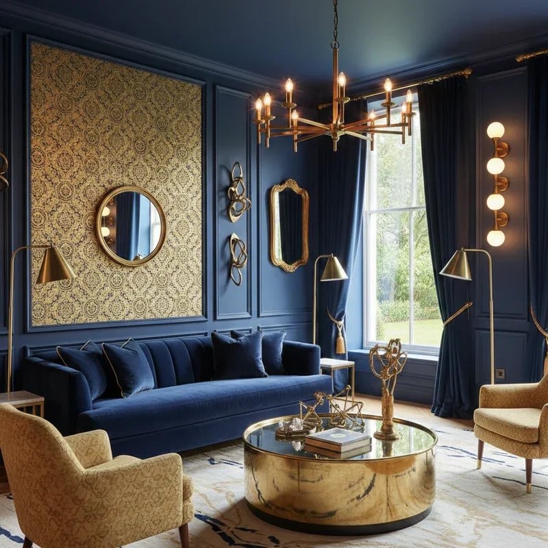 Navy Blue and Gold Living Room Ideas
