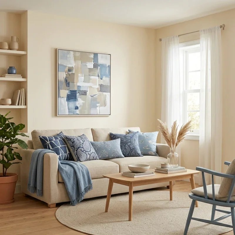 Beige and Blue Living Room Ideas
