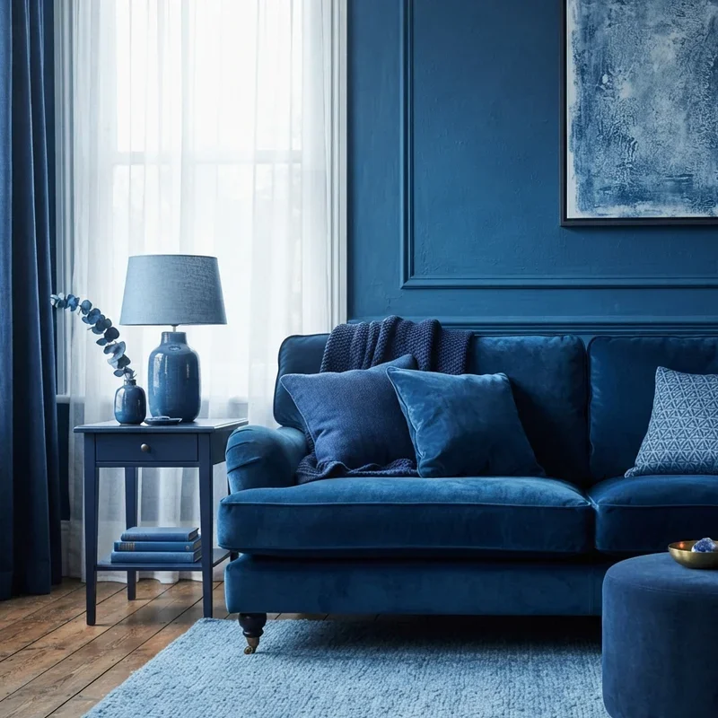 Blue Velvet Sofa Living Room Ideas
