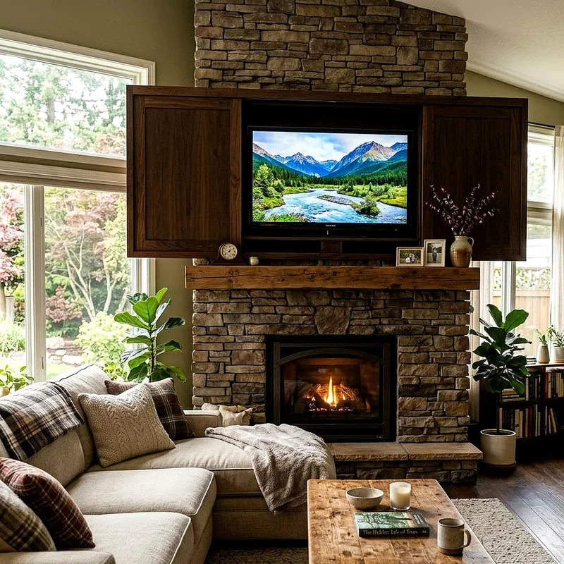 Living Room TV Over Fireplace Ideas