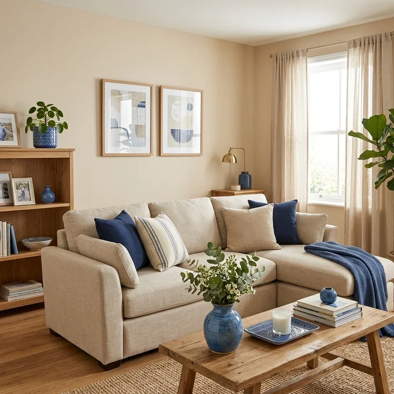 Beige and Blue Living Room Ideas
