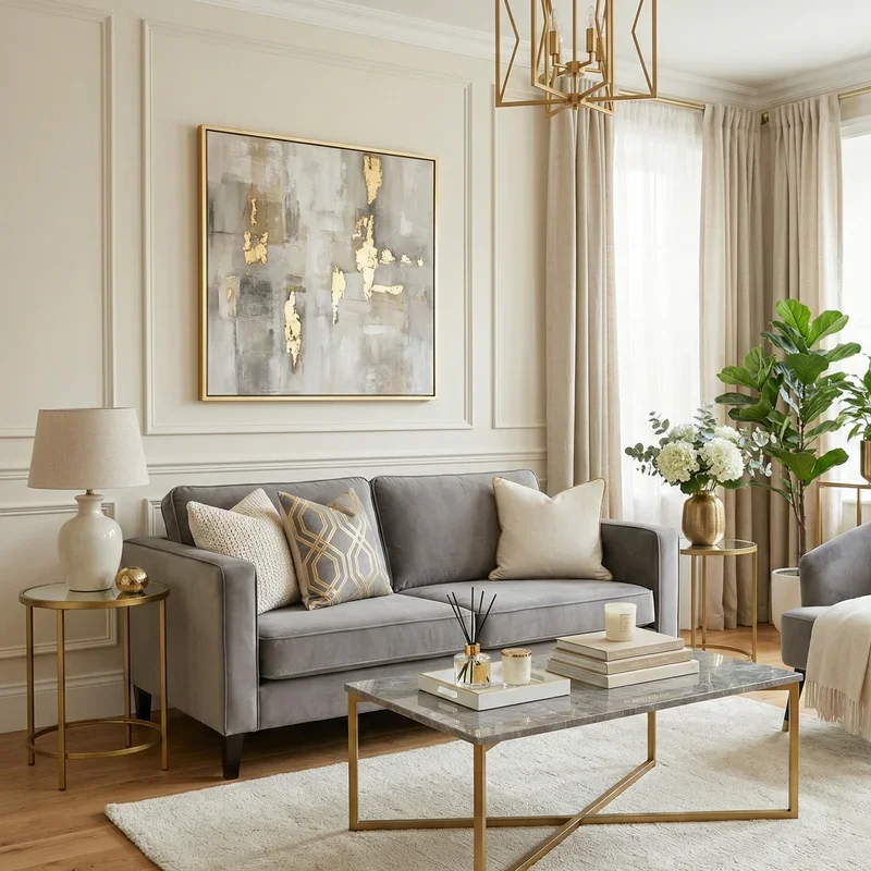 Classy Cream and Grey Living Room Ideas