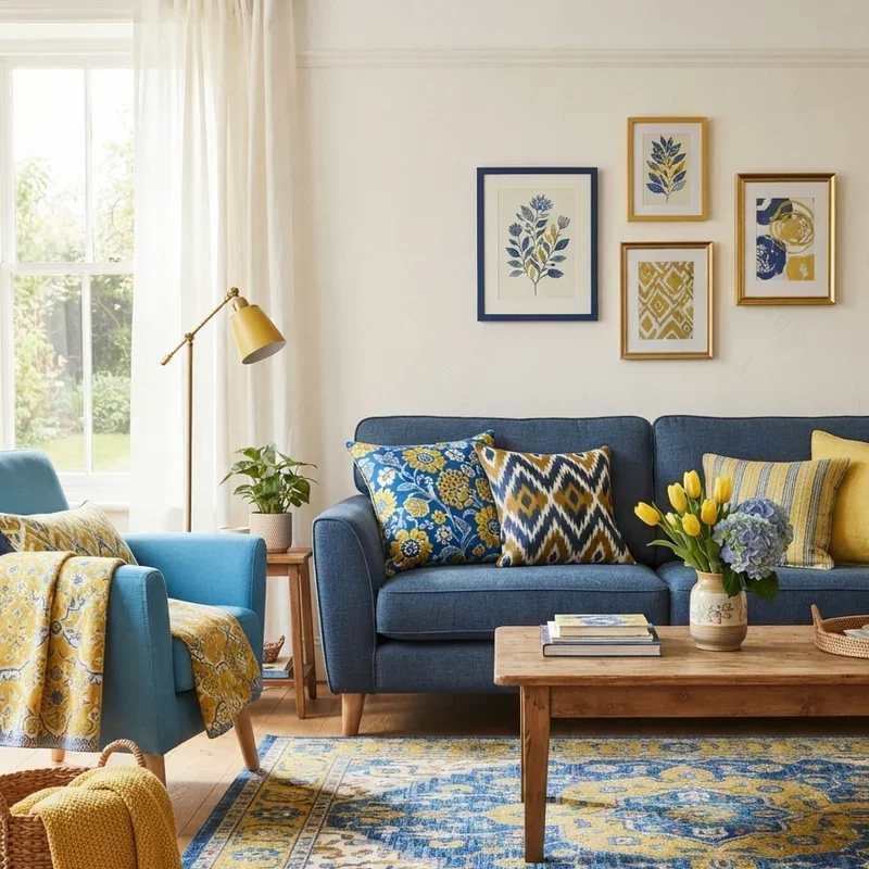 Blue and Yellow Living Room Decorating Ideas