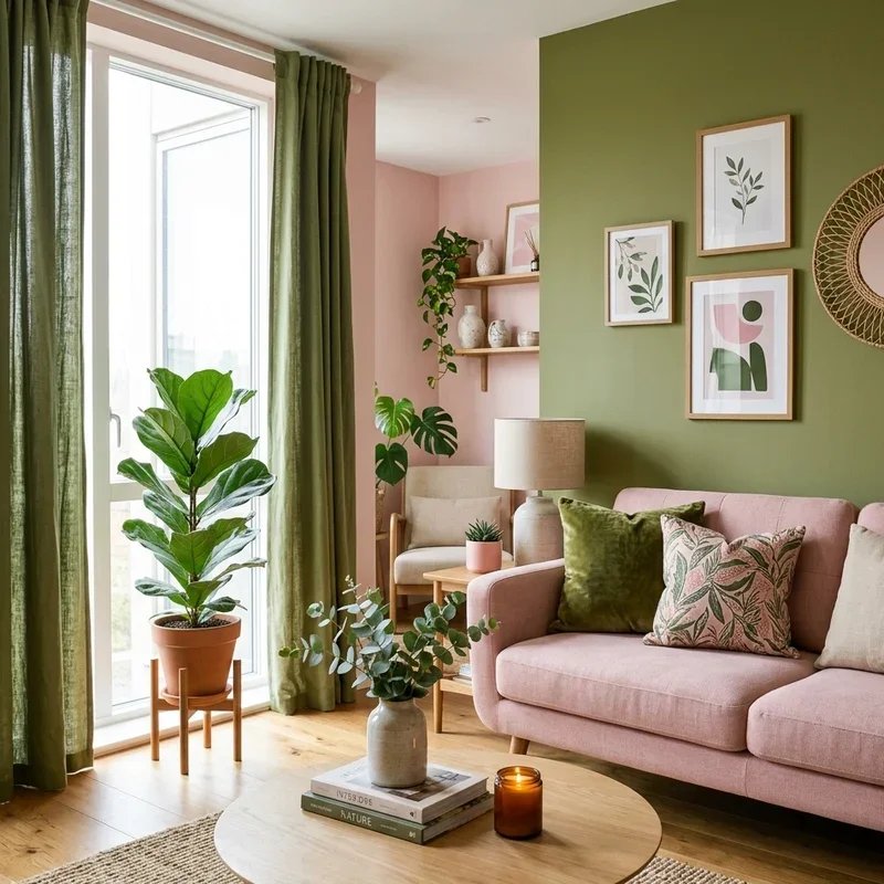 Pink and Green Living Room Ideas