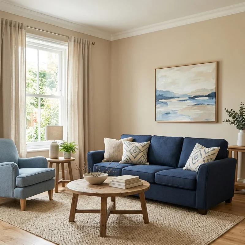 Beige and Blue Living Room Ideas