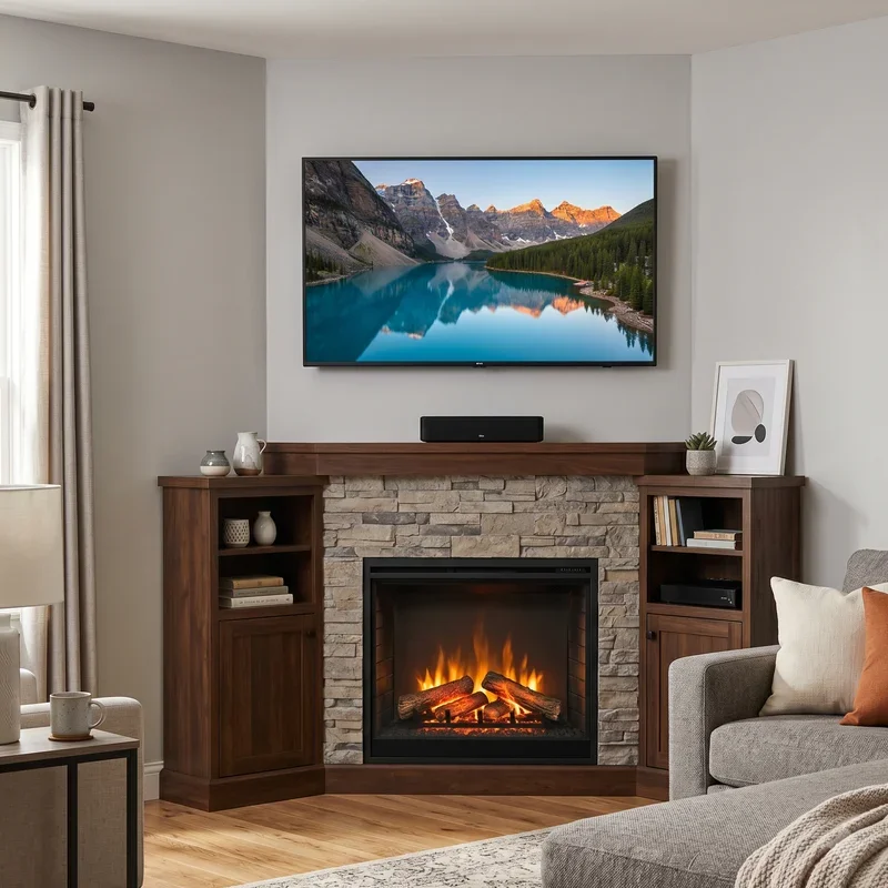 Electric Fireplace Ideas With TV Above